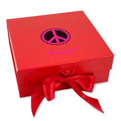 Peace Sign Gift Box with Magnetic Lid - Red