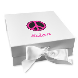 Peace Sign Gift Box with Magnetic Lid - White