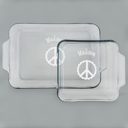 Peace Sign Set of Glass Baking & Cake Dish - 13in x 9in & 8in x 8in (Personalized)