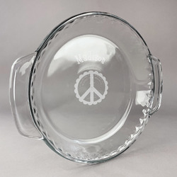 Peace Sign Glass Pie Dish - 9.5in Round (Personalized)