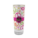 Peace Sign 2 oz Shot Glass -  Glass with Gold Rim - Set of 4 (Personalized)