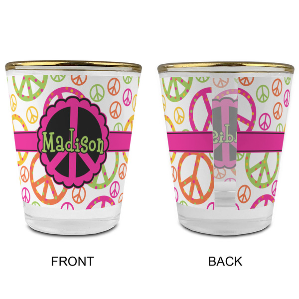 Peace Sign Glass Shot Glass - with gold rim - APPROVAL