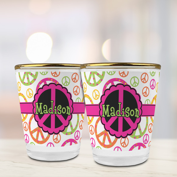 Peace Sign Glass Shot Glass - with gold rim - LIFESTYLE