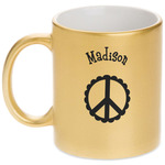 Peace Sign Metallic Gold Mug (Personalized)