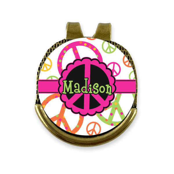 Custom Peace Sign Golf Ball Marker - Hat Clip - Gold
