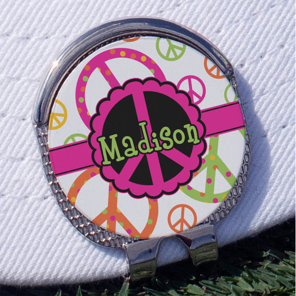 Custom Peace Sign Golf Ball Marker - Hat Clip