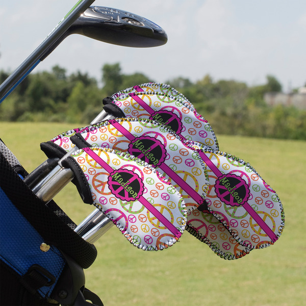 Custom Peace Sign Golf Club Iron Cover - Set of 9 (Personalized)