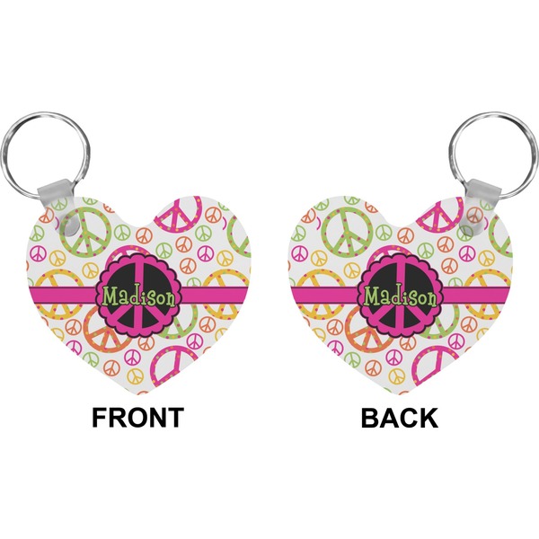 Peace Sign Heart Keychain (Front + Back)