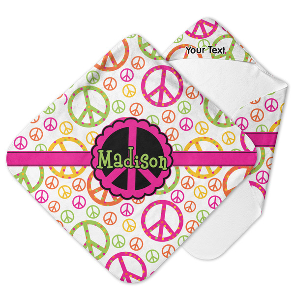 Custom Peace Sign Hooded Baby Towel (Personalized)