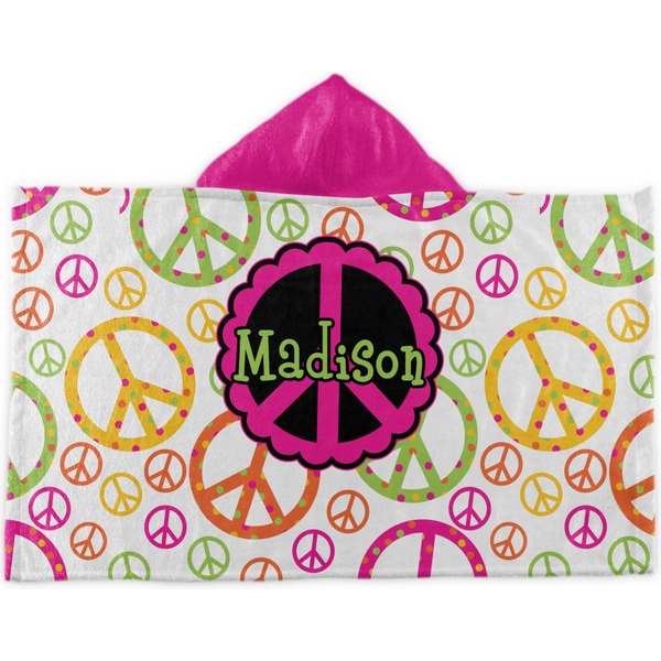 Custom Peace Sign Kids Hooded Towel (Personalized)