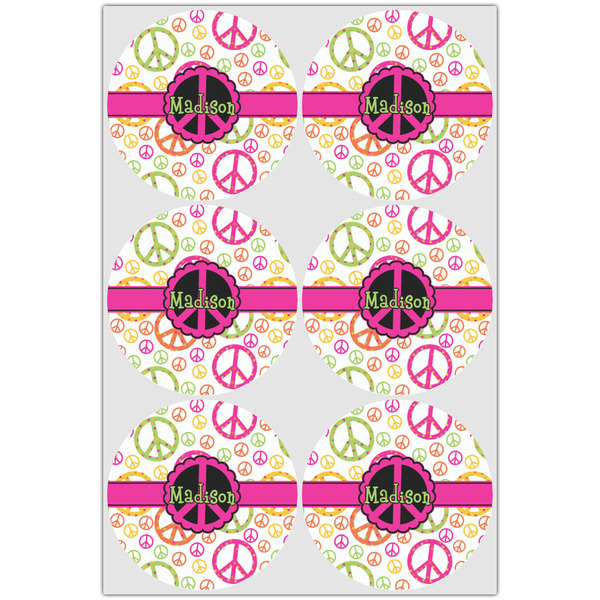 Peace Sign Icing Circle - Large - Set of 6