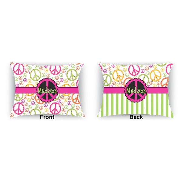 Peace Sign  Indoor Rectangular Burlap Pillow (Front and Back)