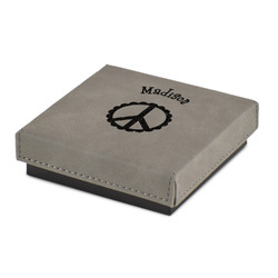 Peace Sign Jewelry Gift Box - Engraved Leather Lid (Personalized)