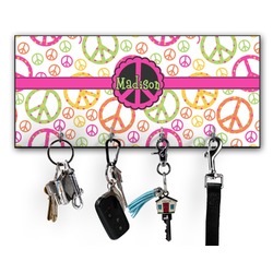 Peace Sign Key Hanger w/ 4 Hooks w/ Name or Text