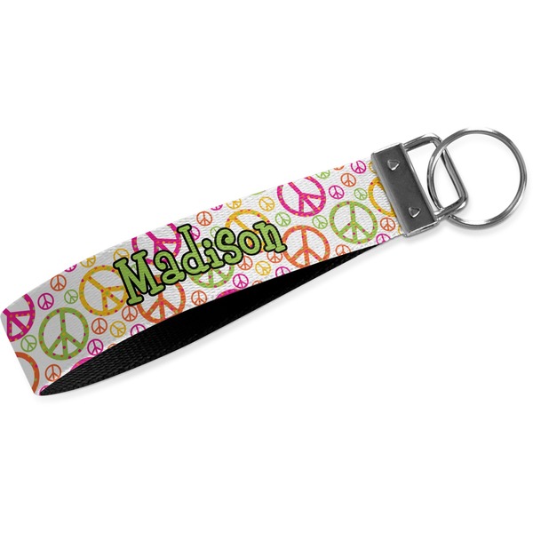 Custom Peace Sign Webbing Keychain Fob - Large (Personalized)