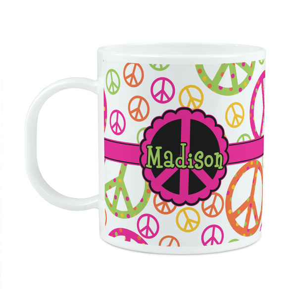 Custom Peace Sign Plastic Kids Mug (Personalized)