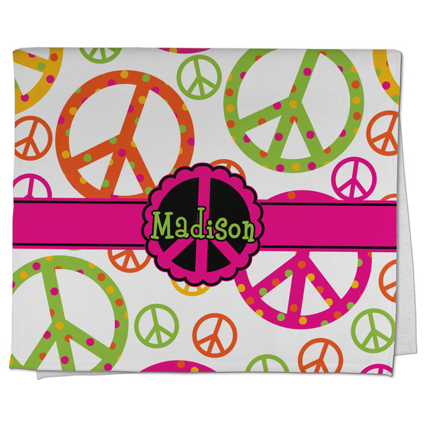 Custom Peace Sign Kitchen Towel - Poly Cotton w/ Name or Text