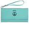 Peace Sign Ladies Wallet - Leather - Teal - Front View