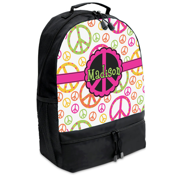 Custom Peace Sign Backpacks - Black (Personalized)