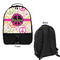 Peace Sign Large Backpack - Black - Front & Back View