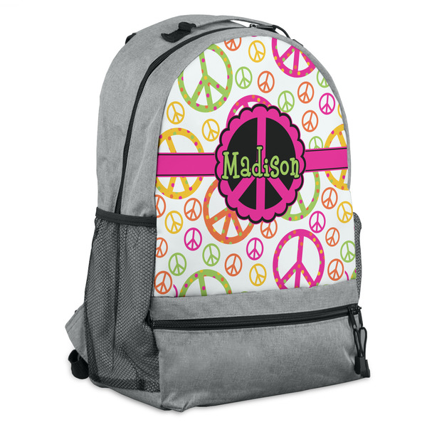 Custom Peace Sign Backpack - Grey (Personalized)