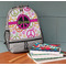 Peace Sign Large Backpack - Gray - On Desk
