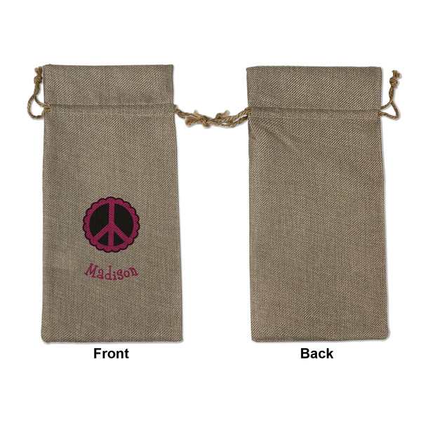 Peace Sign Large Burlap Gift Bags - Front Approval