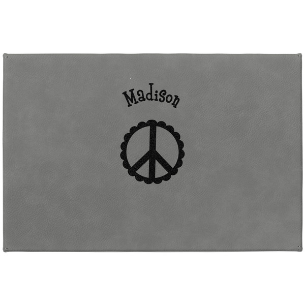 Peace Sign Large Engraved Gift Box with Leather Lid - Approval