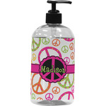 Peace Sign Plastic Soap / Lotion Dispenser (16 oz - Large - Black) (Personalized)