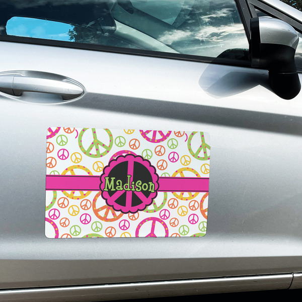 Peace Sign Large Rectangle Car Magnets- In Context