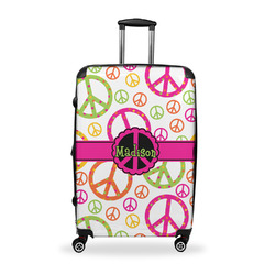 Peace Sign Suitcase - 28" Large - Checked w/ Name or Text
