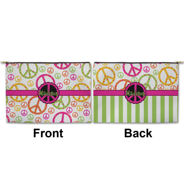 Peace Sign Large Zipper Pouch Approval (Front and Back)