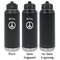 Peace Sign Laser Engraved Water Bottles - 2 Styles - Front & Back View
