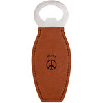 Peace Sign Leatherette Bottle Opener - Double Sided (Personalized)