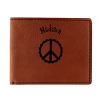Peace Sign Leatherette Bifold Wallet - Double Sided (Personalized)