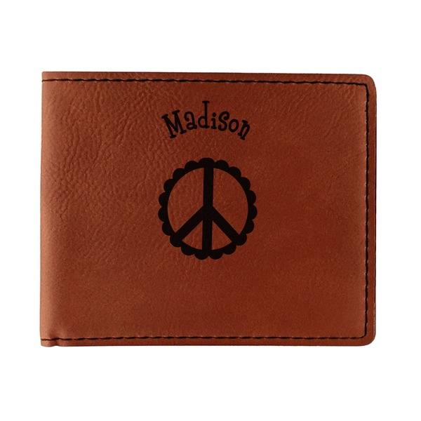 Custom Peace Sign Leatherette Bifold Wallet (Personalized)