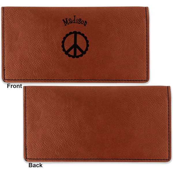 Peace Sign Leather Checkbook Holder Front and Back Single Sided - Apvl