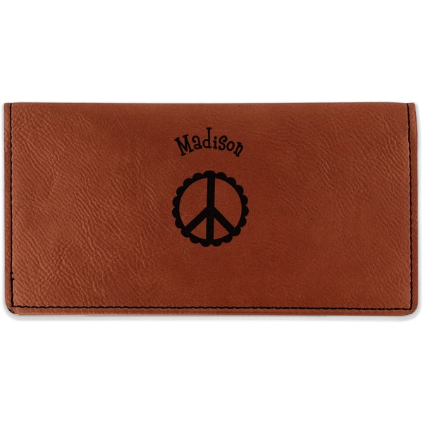 Custom Peace Sign Leatherette Checkbook Holder - Single Sided (Personalized)