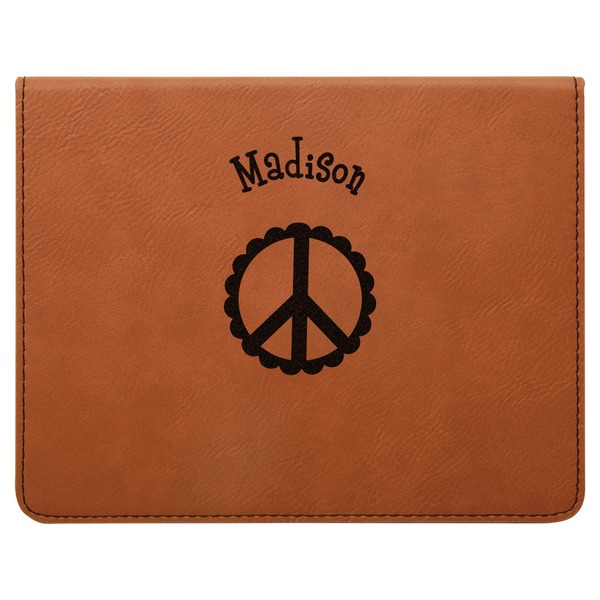 Peace Sign Leatherette 4-Piece Wine Tool Set Flat