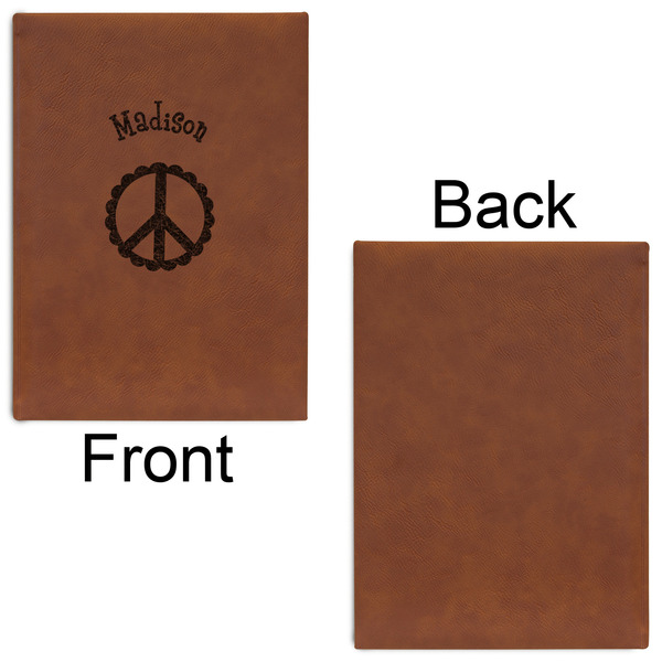 Peace Sign Leatherette Journal - Large - Single Sided - Front & Back View