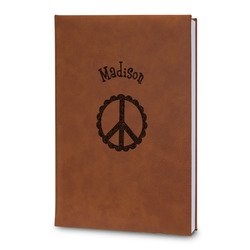 Peace Sign Leatherette Journal - Large - Double Sided (Personalized)