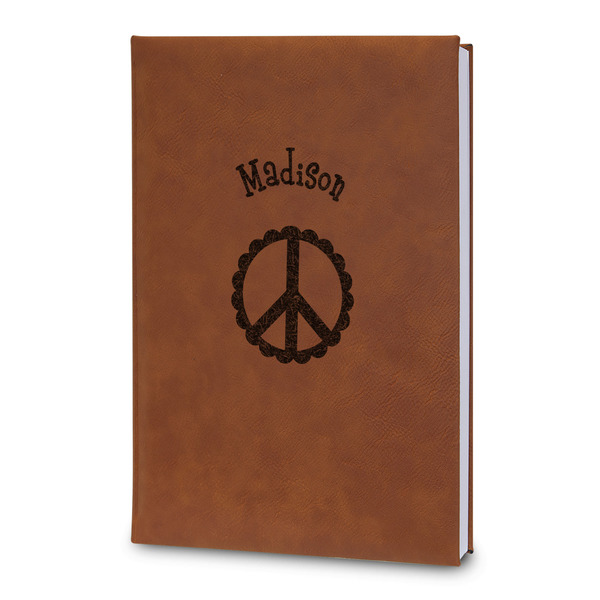 Custom Peace Sign Leatherette Journal - Large - Double Sided (Personalized)