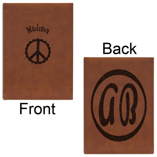 Peace Sign Leatherette Journals - Large - Double Sided - Front & Back View