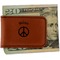 Peace Sign Leatherette Magnetic Money Clip - Front
