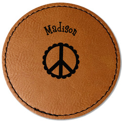 Peace Sign Faux Leather Iron On Patch - Round (Personalized)