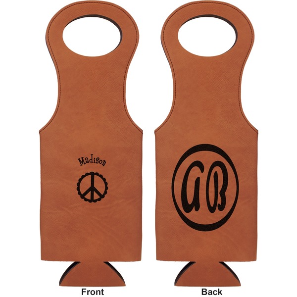 Peace Sign Leatherette Wine Tote Double Sided - Front and Back