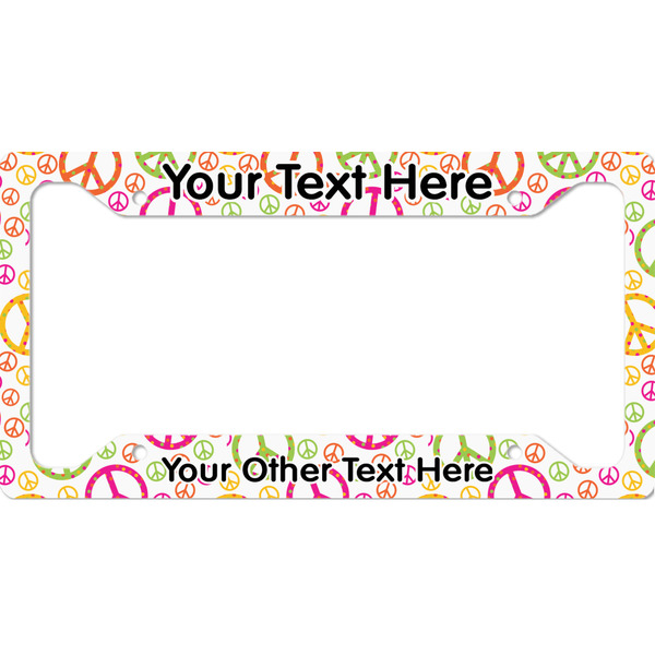 Custom Peace Sign License Plate Frame - Style A (Personalized)