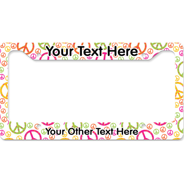 Custom Peace Sign License Plate Frame - Style B (Personalized)