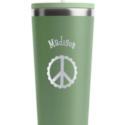 Peace Sign RTIC Everyday Tumbler with Straw - 28oz - Light Green - Single-Sided (Personalized)
