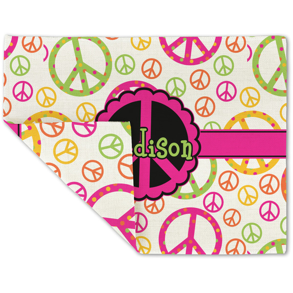 Custom Peace Sign Double-Sided Linen Placemat - Single w/ Name or Text